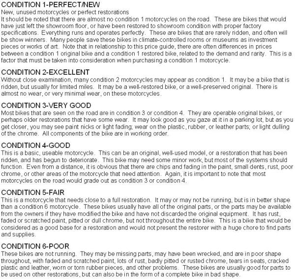 Ray Lamb - Motorcycle Grading Chart