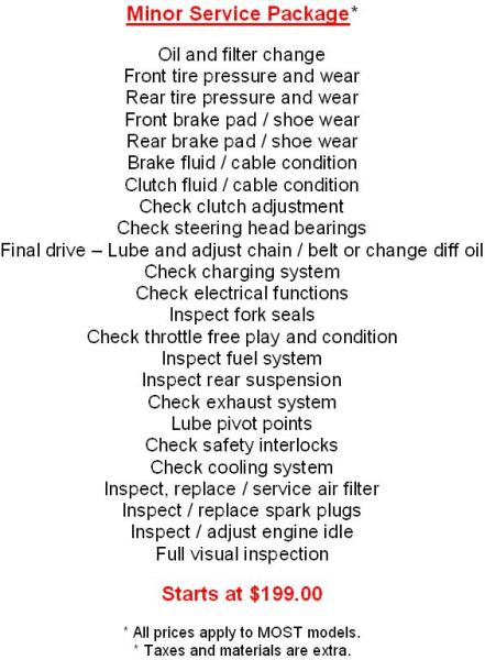 Minor Service Package