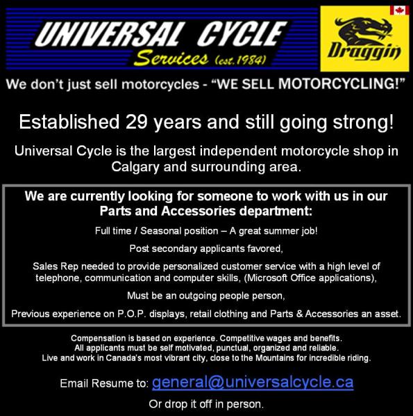 Universal Cycle Job Posting